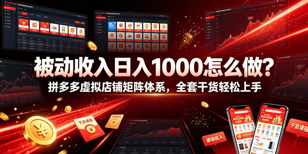 被动收入日入1000怎么做?拼多多虚拟店铺矩阵体系,全套干货轻松上手【揭秘】-三禾网络