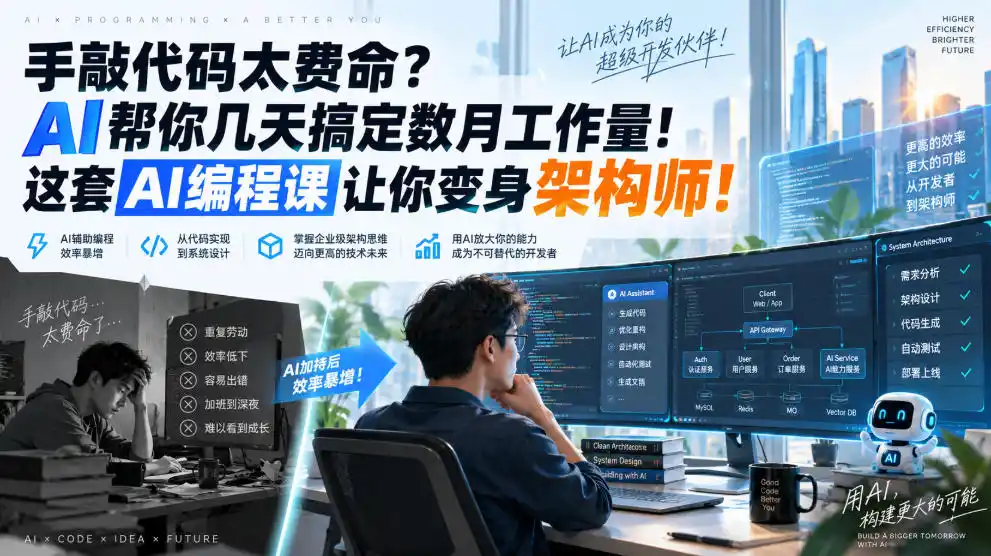 手敲代码太费命？AI帮你几天搞定数月工作量！这套AI编程课让你变身架构师！【原创双语字幕】-三禾网络