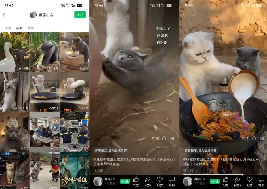 猫咪慢生活短视频教学,AI搞笑萌宠赛道,视频号分成+精选独家+伙伴计划+商单收徒等多种变现方式-三禾网络