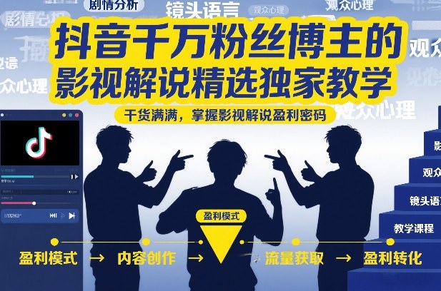 抖音千万粉丝博主的影视解说精选独家教学，干货满满，掌握影视解说盈利密码(更新)-三禾网络