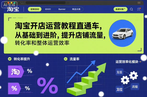 淘宝开店运营教程直通车，从基础到进阶，提升店铺流量，转化率和整体运营效率(更新26年07月11日)-三禾网络