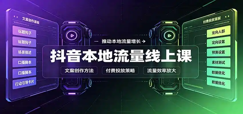 抖音本地流量线上课:账号搭建拍摄剪辑,文案创作与付费投放教学 抖音本地流量线上课:账号搭建拍摄剪辑,文案创作与付费投放教学