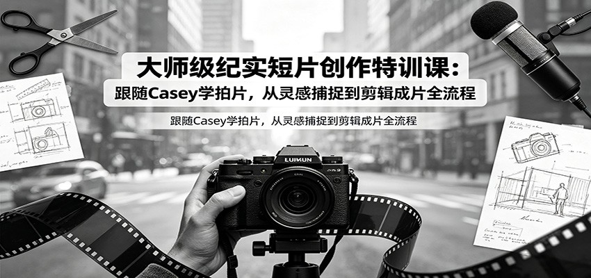 大师级纪实短片创作特训课：跟随Casey学拍片，从灵感捕捉到剪辑成片全流程-三禾网络