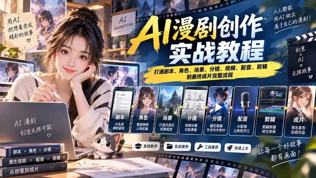 2026 AI漫剧创作实战教程：打通剧本、角色、场景、分镜、视频、配音、剪辑到最终成片完整流程-三禾网络