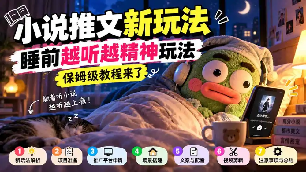 小说推文新玩法,睡前越听越精神玩法,保姆级教程来了-三禾网络