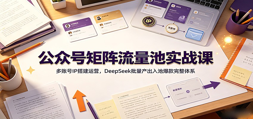 公众号矩阵流量池实战课：多账号IP搭建运营，DeepSeek批量产出入池爆款完整体系-三禾网络