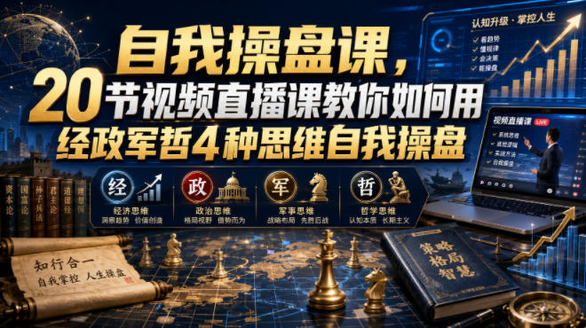 自我操盘课，20节视频直播课教你如何用经政军哲4种思维自我操盘-三禾网络