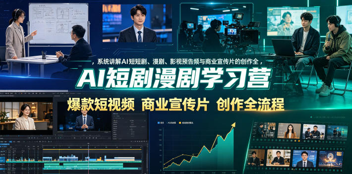 AI短剧漫剧学习营，系统讲解AI短剧、漫剧、影视预告片、爆款短视频与商业宣传片的创作全流程-三禾网络