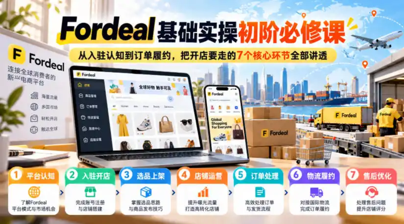 Fordeal基础实操初阶必修课,从入驻认知到订单履约,把开店要走的7个核心环节全部讲透-三禾网络