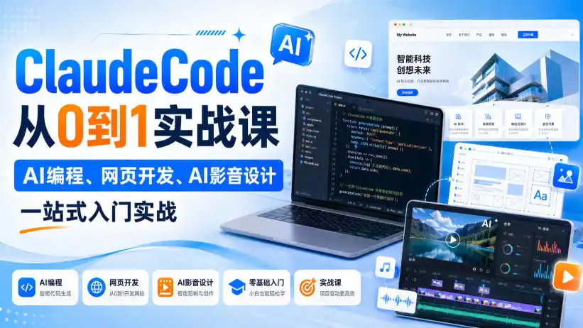 Claude Code从0到1实战课，AI编程、网页开发、AI影音设计一站式入门实战(更新)-三禾网络