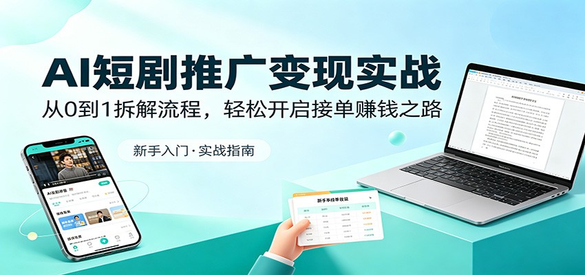 AI短剧推广变现实战：从0到1拆解流程，轻松开启接单赚钱之路-三禾网络