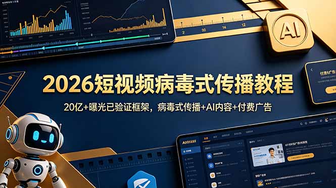 2026短视频病毒式传播教程：20亿+曝光已验证框架，病毒式传播+AI内容+付费广告-三禾网络