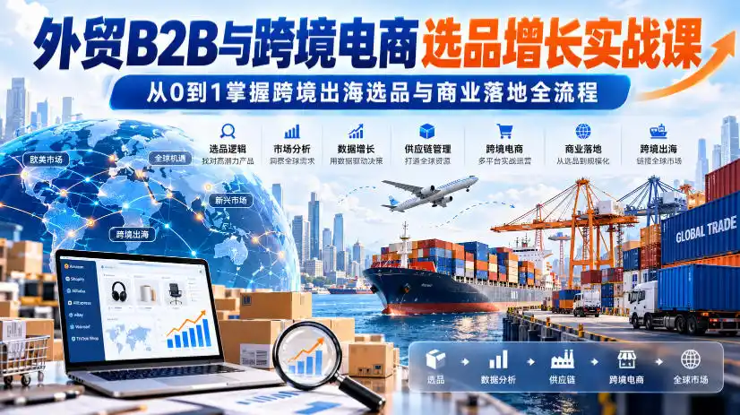 外贸B2B与跨境电商选品增长实战课,从0到1掌握跨境出海选品与商业落地全流程-三禾网络