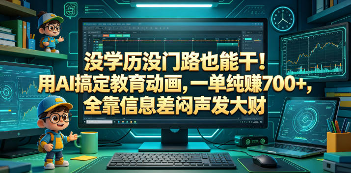 没学历没门路也能干！用AI搞定教育动画，一单纯賺700+，全靠信息差闷声发大财【揭秘】-三禾网络