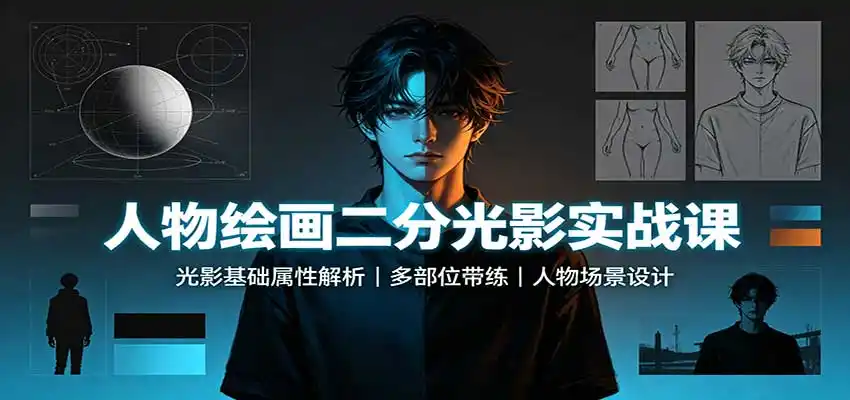 人物绘画二分光影实战课:光影基础属性解析,多部位带练,人物场景设计 人物绘画二分光影实战课:光影基础属性解析,多部位带练,人物场景设计