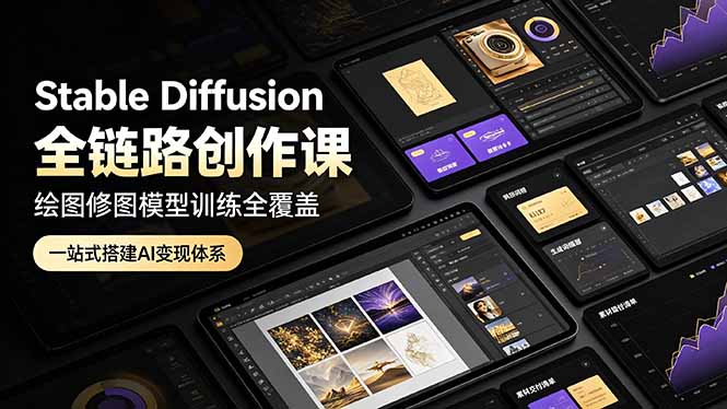 Stable Diffusion全链路创作课，绘图修图模型训练全覆盖，一站式搭建AI变现体系-三禾网络