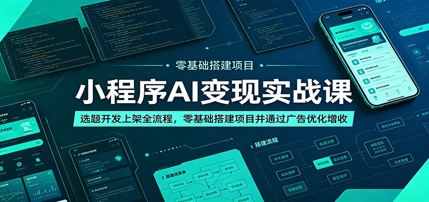 小程序AI变现实战课：选题开发上架全流程，零基础搭建项目并通过广告优化增收-三禾网络