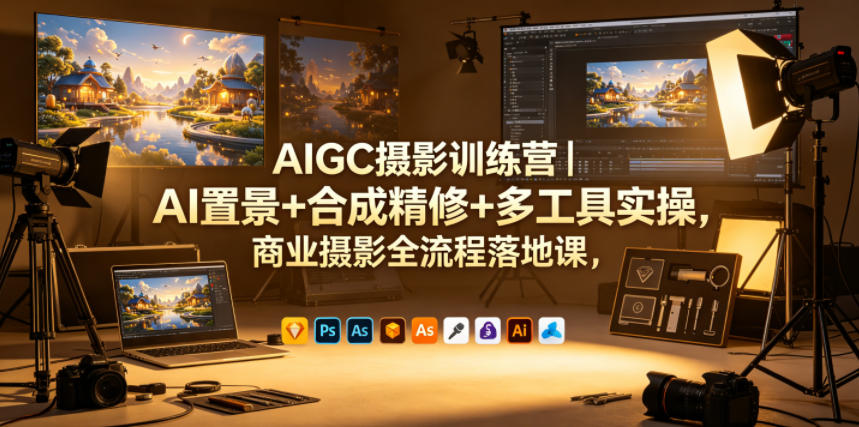 AIGC摄影训练营｜AI置景+合成精修+多工具实操，商业摄影全流程落地课-三禾网络