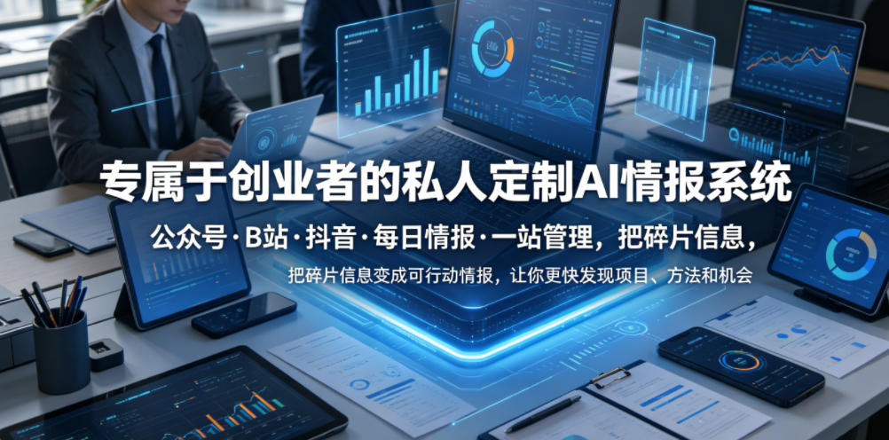专属于创业者的私人定制AI情报系统，公众号·B站·抖音·每日情报·一站管理，把碎片信息变成可行动情报，让你更快发现项目、方法和机会-三禾网络