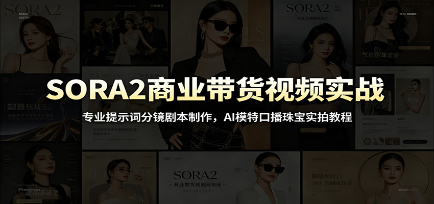 SORA2商业带货视频实战：专业提示词分镜剧本制作，AI模特口播珠宝实拍教程-三禾网络