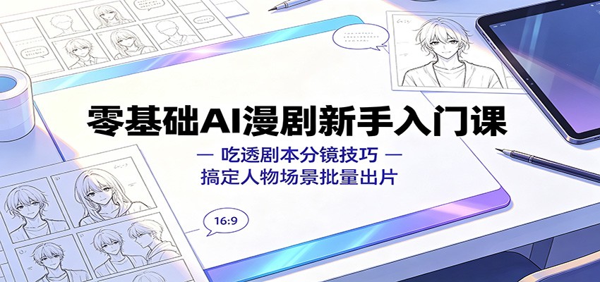 零基础AI漫剧新手入门课：吃透剧本分镜技巧，搞定人物场景批量出片-三禾网络