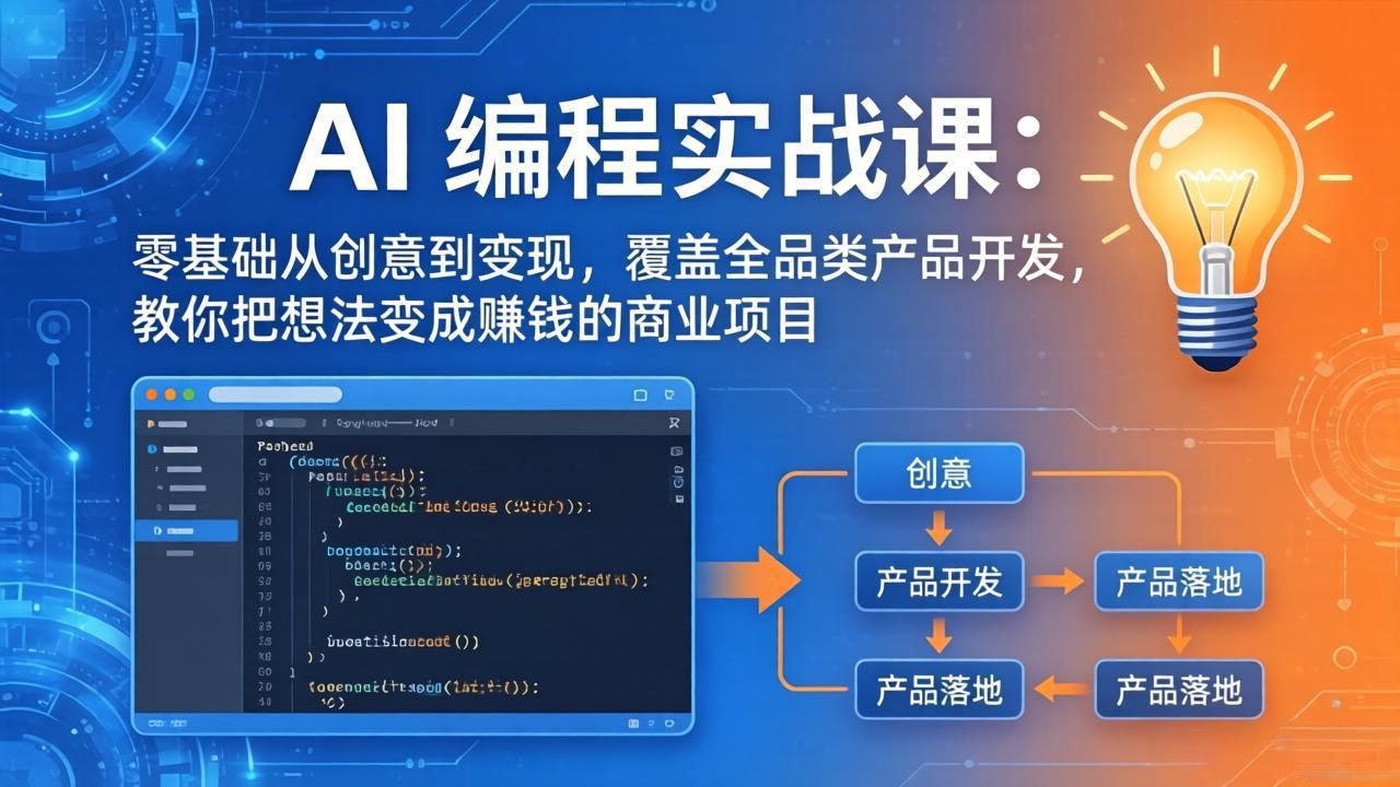 AI编程实战课-第三期-5月3更新：零基础从创意到变现，覆盖全品类产品开发，把想法变成赚钱项目-三禾网络