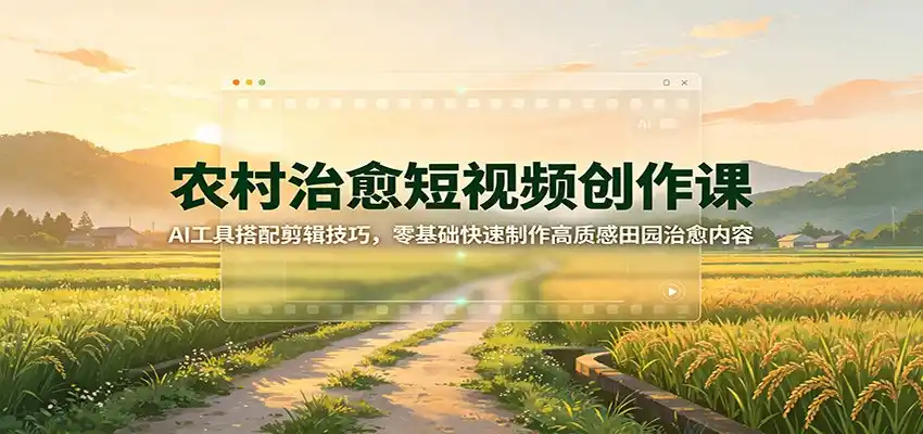 农村治愈短视频创作课：AI工具搭配剪辑技巧，零基础快速制作高质感田园治愈内容-三禾网络