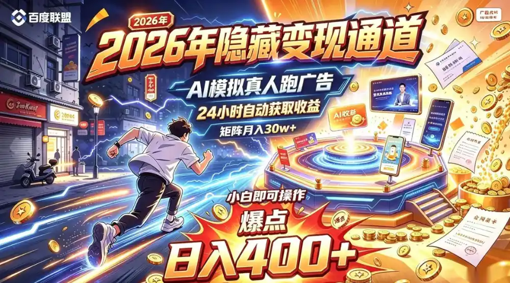 2026年别死磕自媒体,隐藏变现通道,AI模拟真人自动跑广告,小白即可操作,日入400+,矩阵月入可达到30w+【揭秘】-三禾网络