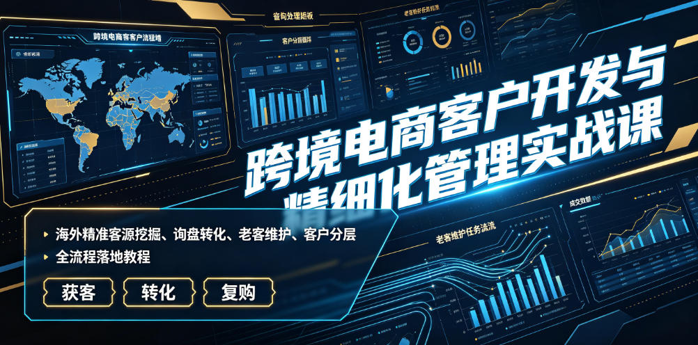 跨境电商客户开发与精细化管理实战课｜海外精准客源挖掘、询盘转化、老客维护、客户分层全流程落地教程-三禾网络