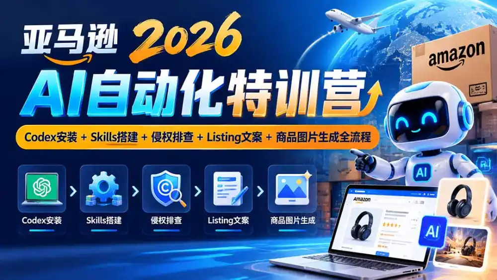 亚马逊2026AI自动化-10月特训营:Codex安装+Skills搭建+侵权排查+Listing文案+商品图片生成全流程-三禾网络