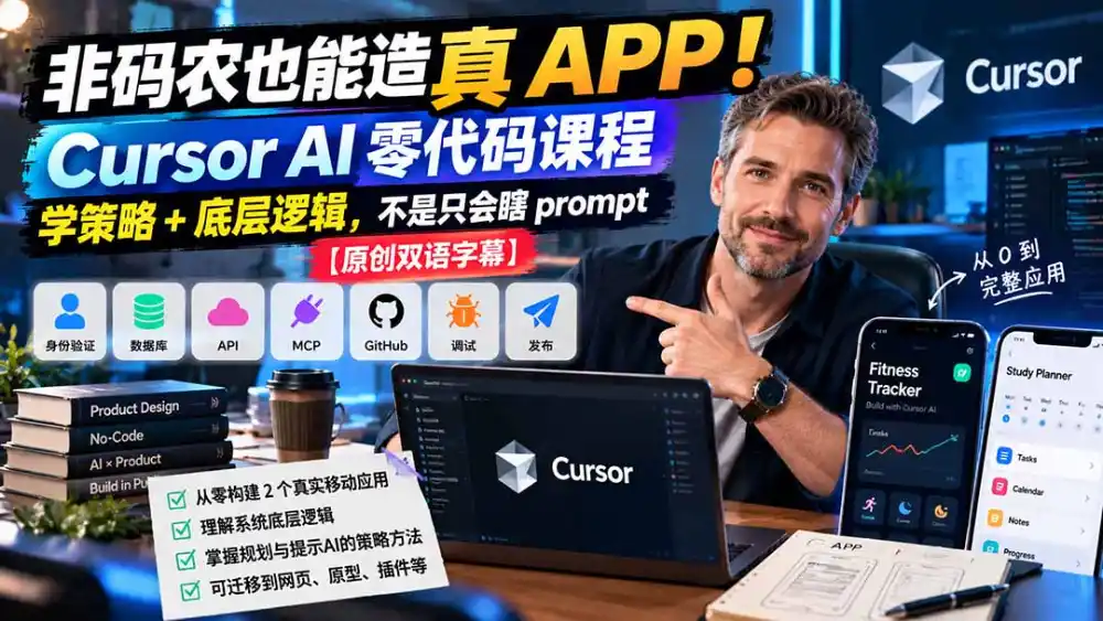 非码农也能造真 APP!Cursor AI 零代码课程:学策略 + 底层逻辑,不是只会瞎 prompt【原创双语字幕】 非码农也能造真 APP!Cursor AI 零代码课程:学策略 + 底层逻辑,不是只会瞎 prompt【原创双语字幕】