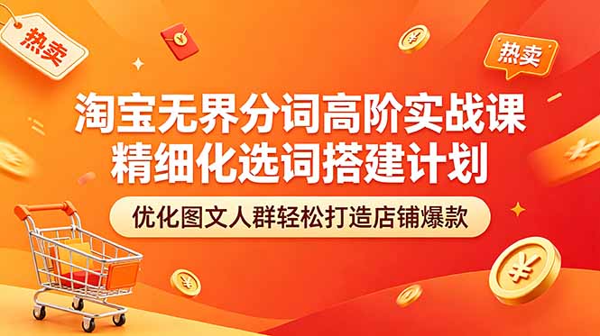 淘宝无界分词高阶实战课 精细化选词搭建计划 优化图文人群轻松打造店铺爆款-三禾网络