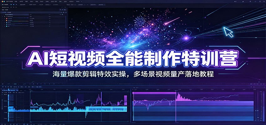 AI短视频全能制作特训营：海量爆款剪辑特效实操，多场景视频量产落地教程-三禾网络