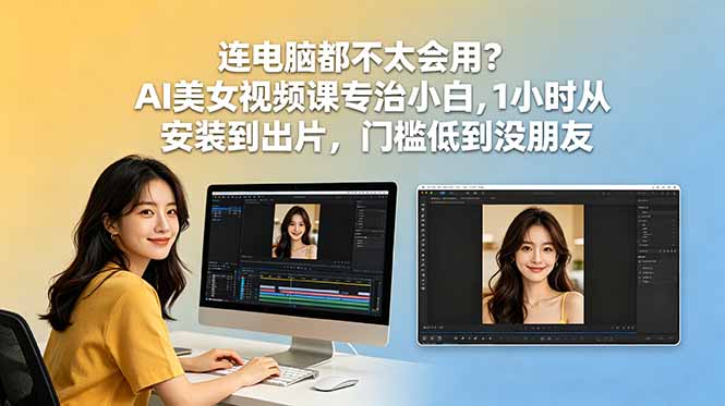 连电脑都不太会用？AI美女视频课专治小白，1小时从安装到出片，门槛低到没朋友-三禾网络