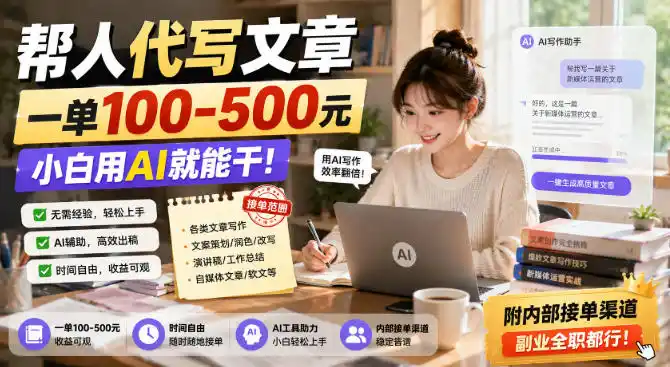 帮人代写文章，一单100-500，小白用AI就能干，附内部接单渠道，副业全职都行【揭秘】-三禾网络