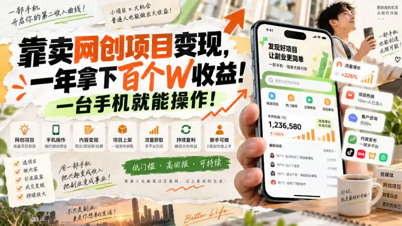 网创小程序虚拟资料变现，一年拿下百万收益，一部手机就可以做，0成本变现副业！-三禾网络