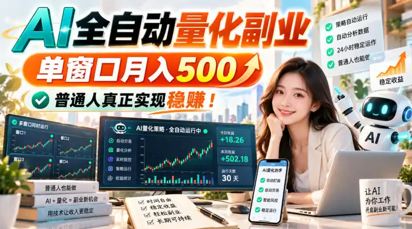 AI全自动量化副业，单窗口月入500，普通人真正实现稳賺！【揭秘】-三禾网络