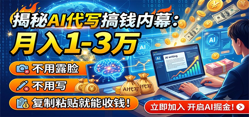 揭秘AI代写搞钱内幕：月入1-3万，不用露脸不用写，复制粘贴就能收钱！-三禾网络