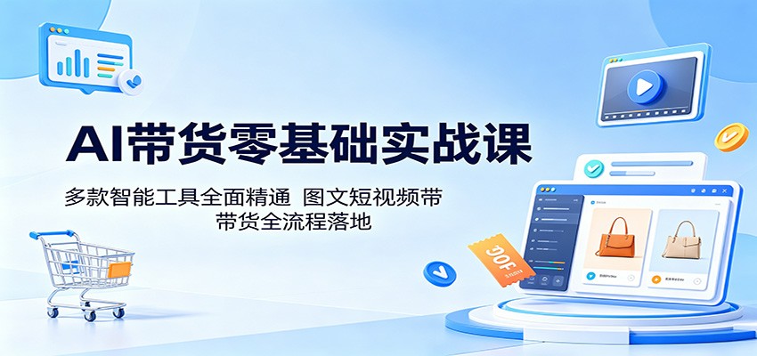 AI带货零基础实战课：多款智能工具全面精通，图文短视频带货全流程落地-三禾网络