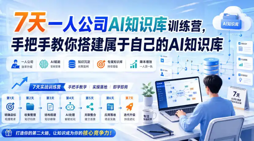 7天一人公司AI知识库训练营，手把手教你搭建属于自己的AI知识库-三禾网络