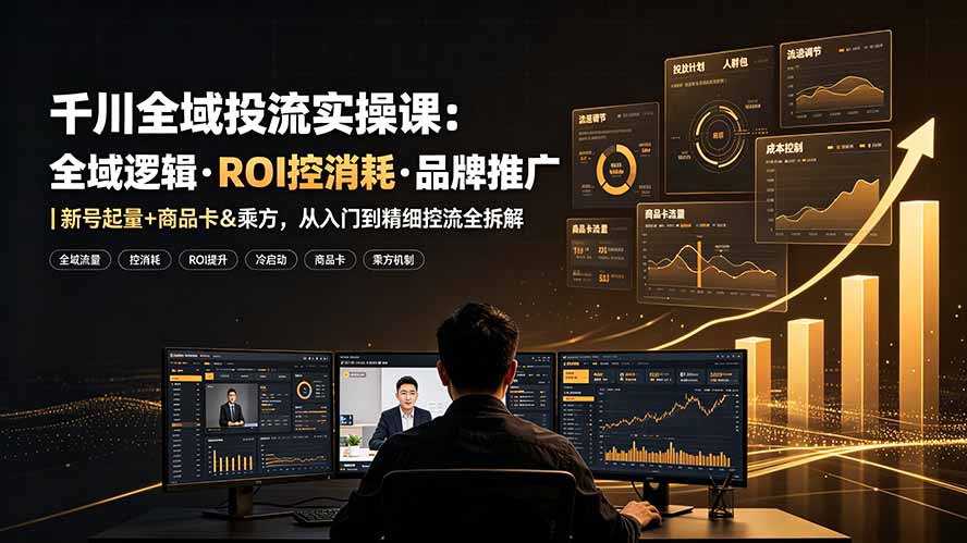 千川全域投流实操课：全域逻辑·ROI控消耗·品牌推广｜新号起量+商品卡&乘方，从入门到精细控流全拆解-三禾网络