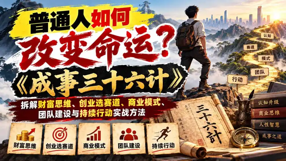 普通人如何改变命运？《成事三十六计》拆解财富思维、创业选赛道、商业模式、团队建设与持续行动实战方法-三禾网络