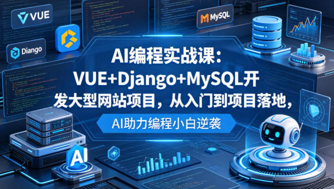 AI编程实战课：VUE+Django+MySQL开发大型网站项目，从入门到项目落地，AI助力编程小白逆袭-三禾网络