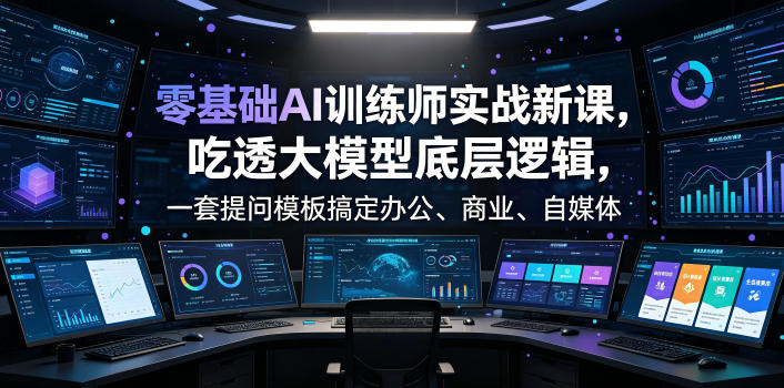 零基础AI训练师实战课，吃透大模型底层逻辑，一套提问模板搞定办公、商业、自媒体、设计、生活全场景AI落地应用-三禾网络