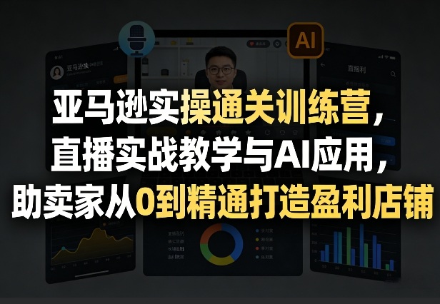 亚马逊实操通关训练营，直播实战教学与AI应用，助卖家从0到精通打造盈利店铺(更新5月8日)-三禾网络