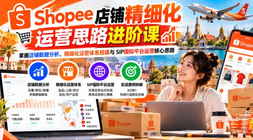 Shopee店铺精细化运营思路进阶课,掌握店铺数据分析、精细化运营体系搭建与SIP国际平台运营核心思路-三禾网络