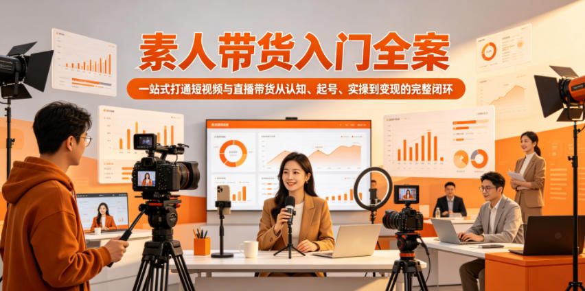 素人带货入门全案，一站式打通短视频与直播带货从认知、起号、实操到变现的完整闭环-三禾网络
