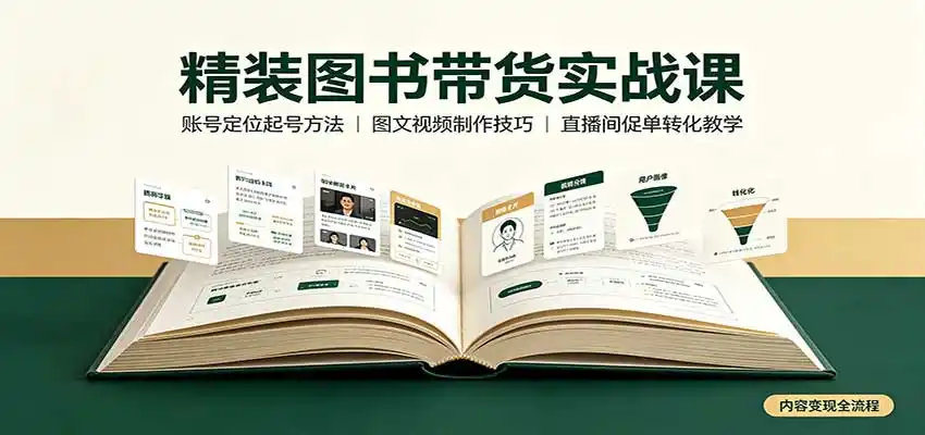 精装图书带货实战课:账号定位起号方法,图文视频制作,促单转化教学 精装图书带货实战课:账号定位起号方法,图文视频制作,促单转化教学