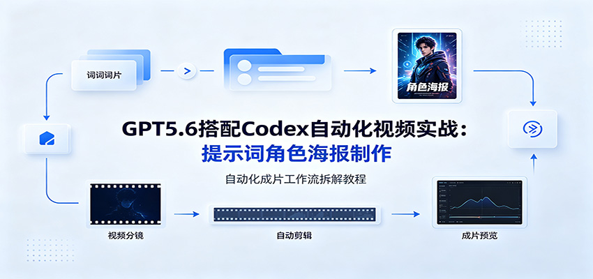 GPT5.6搭配Codex自动化视频实战：提示词角色海报制作，自动化成片工作流拆解教程-三禾网络