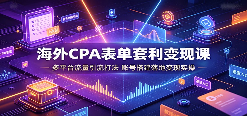 海外CPA表单套利变现课：多平台流量引流打法，账号搭建落地变现实操-三禾网络